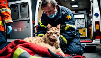 Erlanger Katze erhält Sauerstoff im Krankenwagen nach Rettung aus Feuer